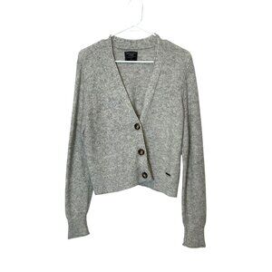Abercrombie & Fitch Womens Gray Button-Up Knit Cardigan Sweater XL